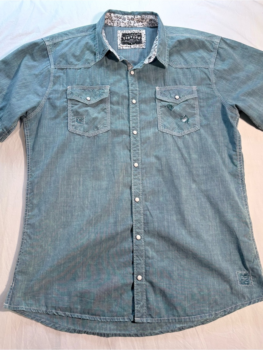 BKE Light Blue Denim Button-Down Western Shirt